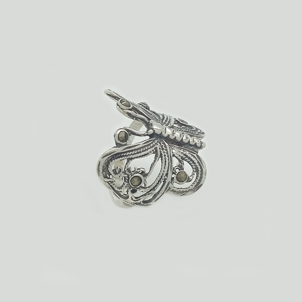 Butterfly Ring in Aged Silver