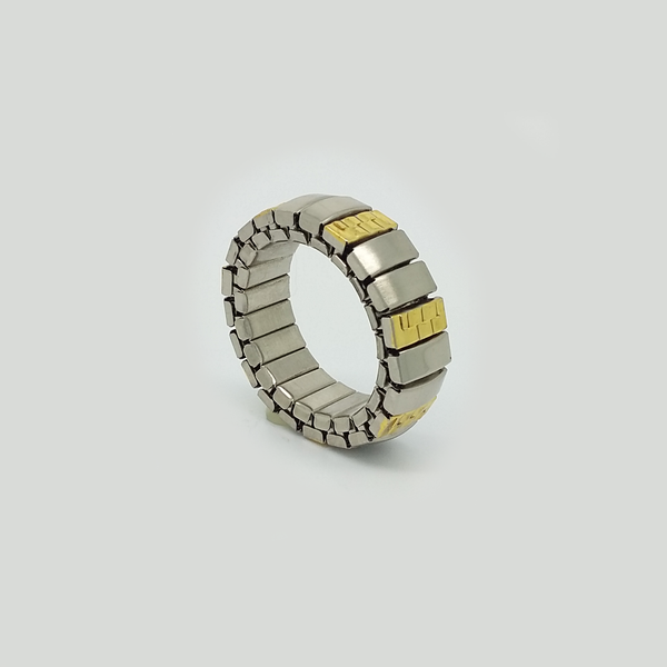 Ring Sizable in Stainless Steel with Gold Enamel