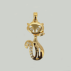 Cat Pendant in Yellow Gold Filled with Clear Gemstones