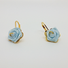 Dangle Earrings in Yellow Gold Filled with Ligth Blue Rose