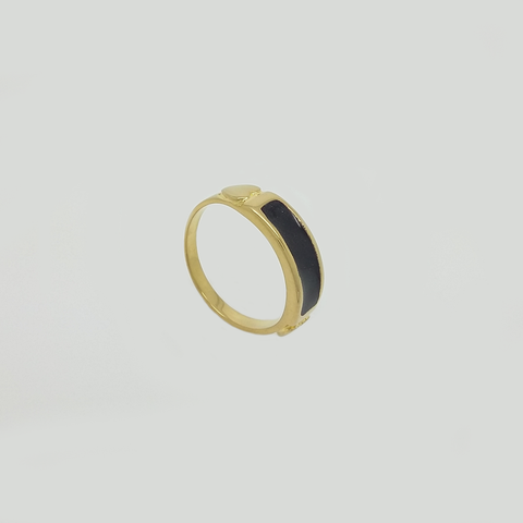 Ring in Yellow Gold Filled with Rectangular Black Enamel