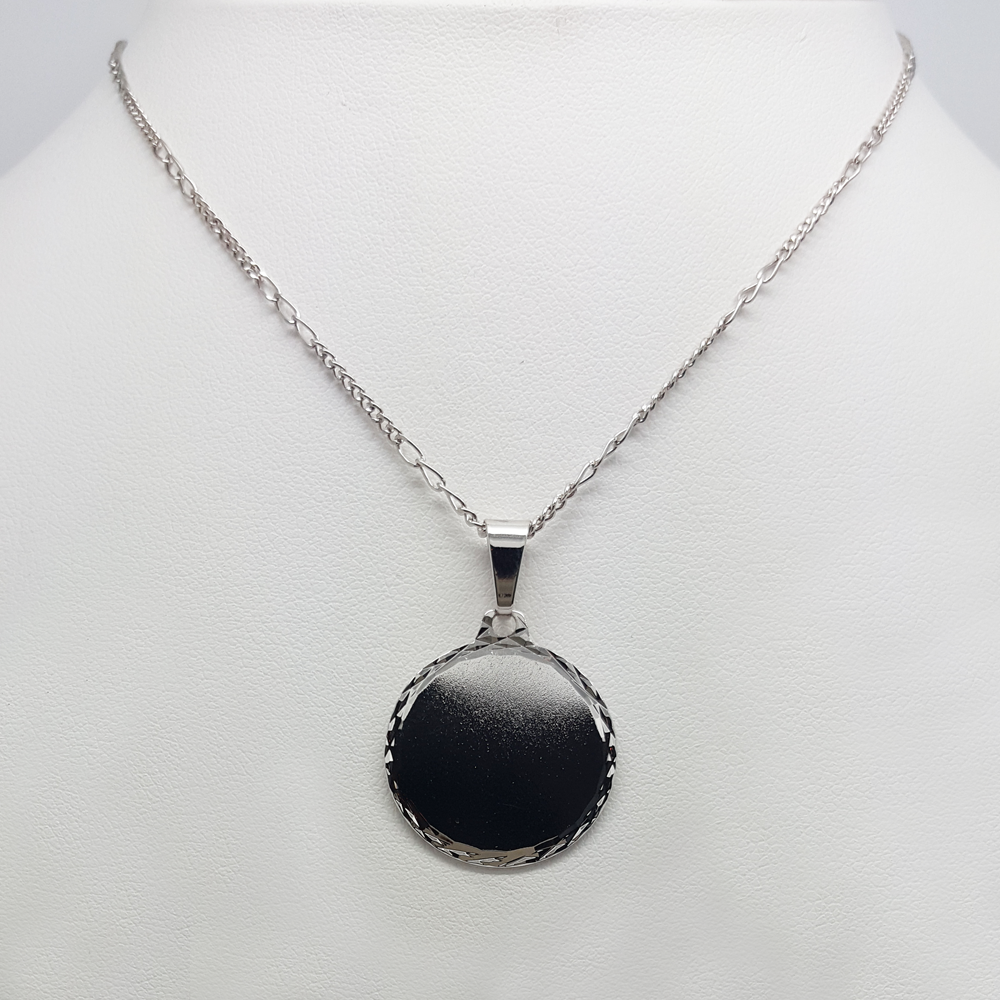 Medal Necklace in White Gold Filled