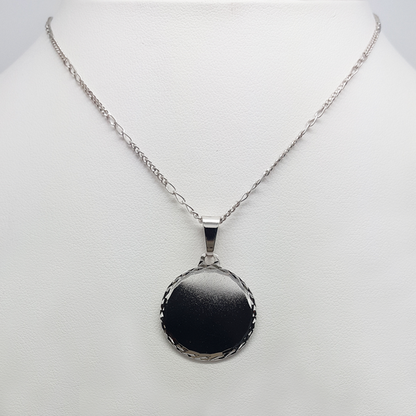 Medal Necklace in White Gold Filled