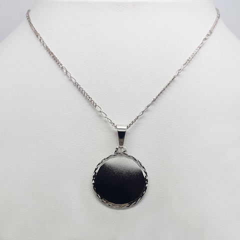 Medal Necklace in White Gold Filled
