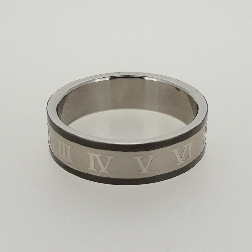 Ring in Stainless Steel with Roman Numerals