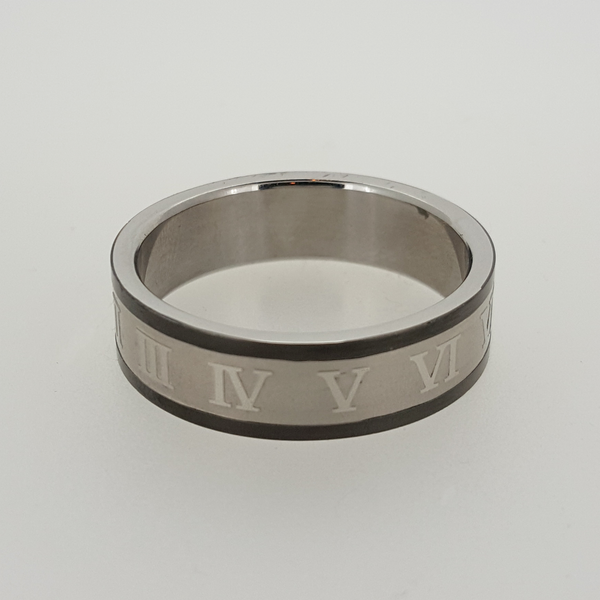 Ring in Stainless Steel with Roman Numerals