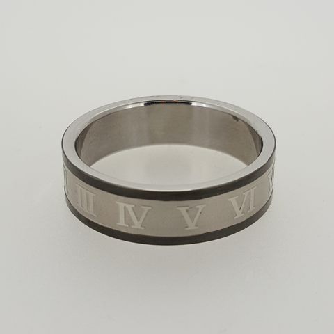 Ring in Stainless Steel with Roman Numerals