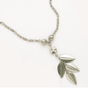 Choker Leaves in Stainless Steel with Clear Gemstone
