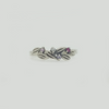 Band Ring in Aged Silver with Leaves & Gemstones