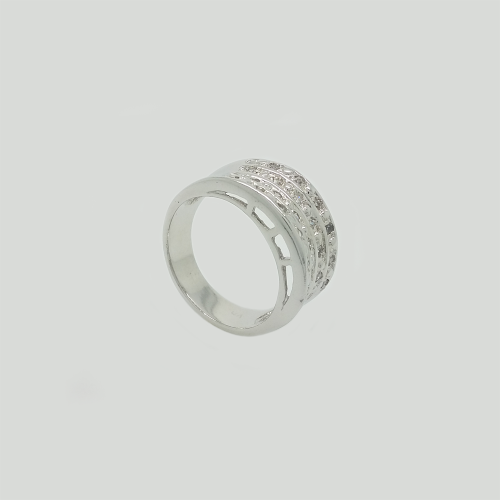 Quadruple Ring in White Gold Filled with Clear Gemstones