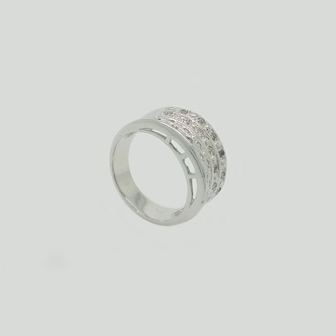 Quadruple Ring in White Gold Filled with Clear Gemstones
