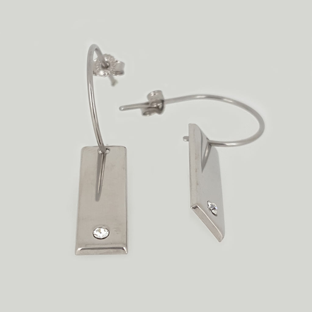 Rectangle Earrings in Stainless Steel with Gesmtone