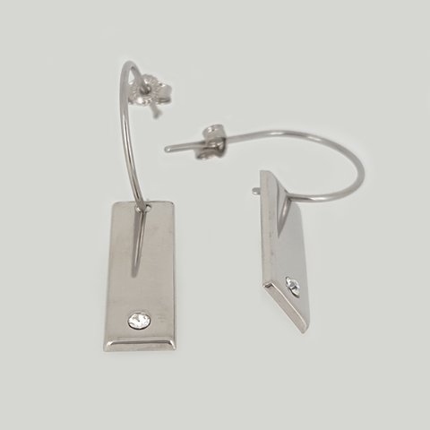 Rectangle Earrings in Stainless Steel with Gesmtone