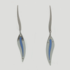 Leaf Dangle Earrings in Stainless Steel with Blue Enamel