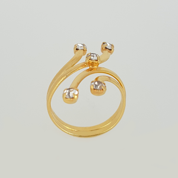 Branches Ring in Yellow Gold Filled with Gemstones