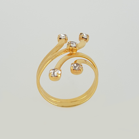 Branches Ring in Yellow Gold Filled with Gemstones