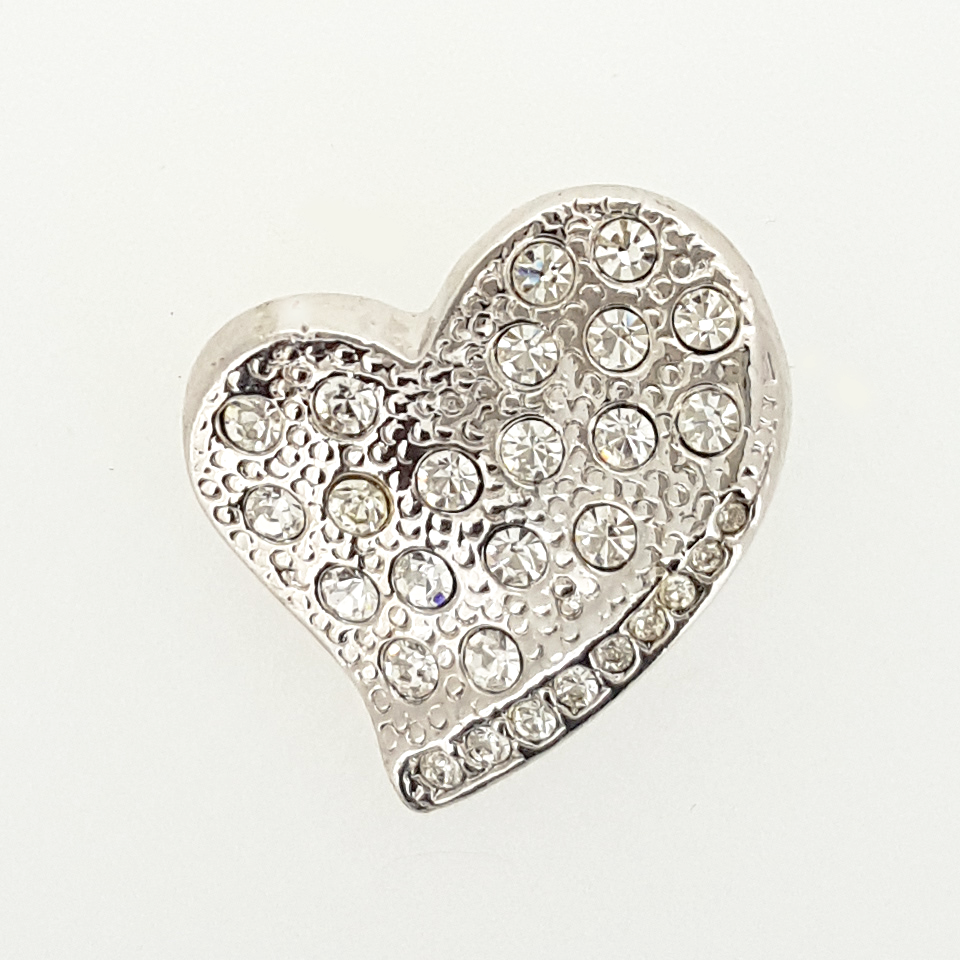 Heart Pendant in White Gold Filled with Clear Gemstones