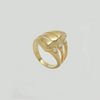 Oyster Ring in White Gold Filled with Clear Gemstones