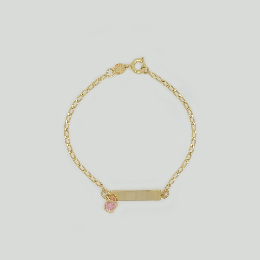Bracelet in Yellow Gold Filled with Rectangle Plaque & Gemstone