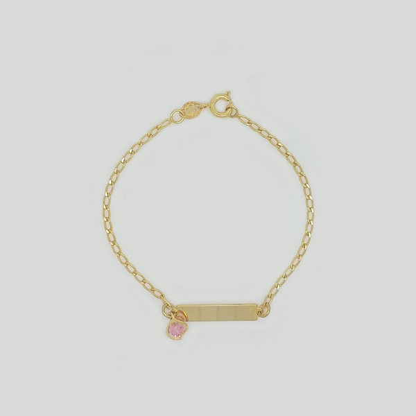 Bracelet in Yellow Gold Filled with Rectangle Plaque & Gemstone