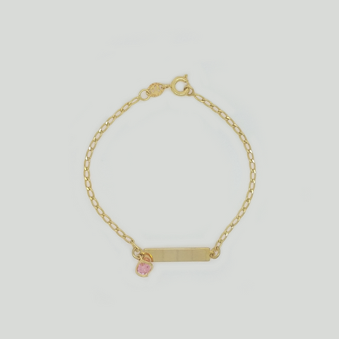 Bracelet in Yellow Gold Filled with Rectangle Plaque & Gemstone