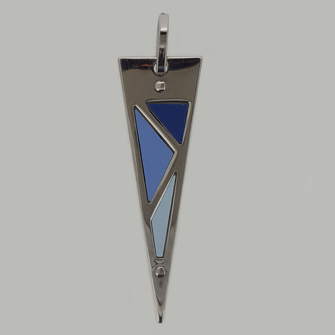 Triangle Pendant in Stainless Steel with Blue Enamel