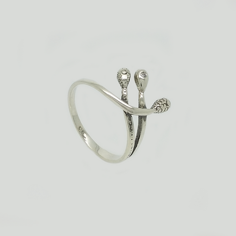 Snakes Ring in Aged Silver with Gemstones