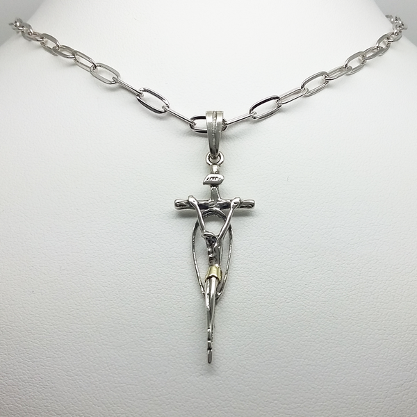 Jesus Pendant in Duble Plate Link Chain