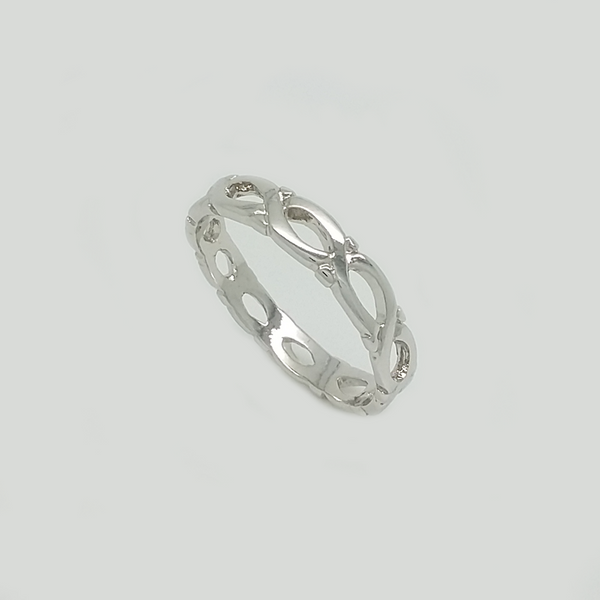 Band Ring in White Gold Filled Cut Out (Size 7)