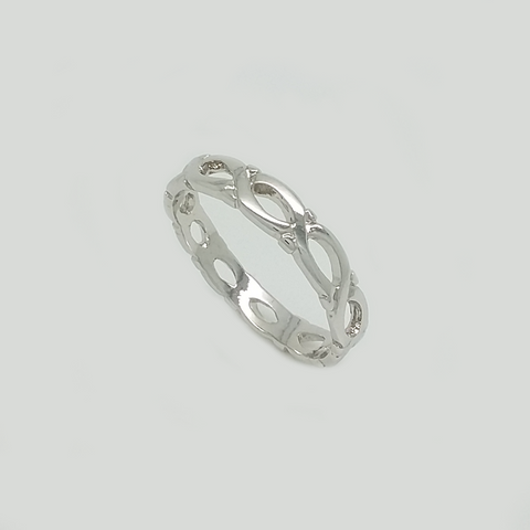 Band Ring in White Gold Filled Cut Out (Size 7)