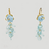 Dangle Earrings in Yellow Gold Filled with Ligth Blue Rose