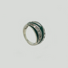 Bombe Ring in White Gold Filled with Green Enamel & Gemstone