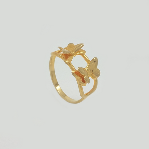 Butterflies Ring in Yellow Gold Filled