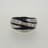 Ring in White Gold Filled with Gemstones & Black Enamel