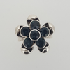 Flower Ring in Aged White Gold Filled with Dark Gemstones