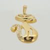 Cat Pendant in Yellow Gold Filled with Clear Gemstones