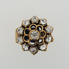 Flower Ring Aged Yellow Gold Filled With Clear Gemstones