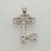Key Pendant in White Gold Filled with Clear Gemstones