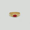 Band in Yellow Gold Filled with Oval Red Gemstone