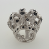 Crown Pendant in White Gold Filled with Black Gemstones