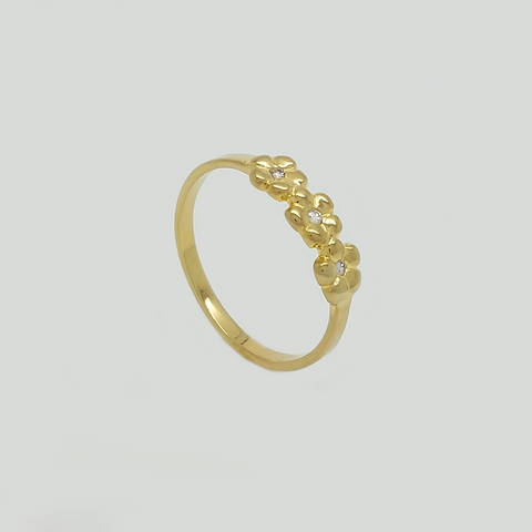 Band in Yellow Gold Filled with Flowers & Gemstones