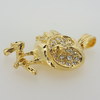 Owl Pendant in Yellow Gold Filled with Clear Gemstones