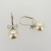 Pearl Stud Earrings in White Gold Filled with Gemstones