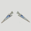 Triangle Dangle Earrings in Stainless Steel with Blue Enamel