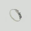 Band Ring in Aged Silver with Leaves & Gemstones