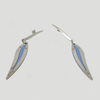 Leaf Dangle Earrings in Stainless Steel with Blue Enamel
