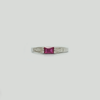 Band in White Gold Filled with Red Gemstone