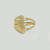 Oyster Ring in White Gold Filled with Clear Gemstones