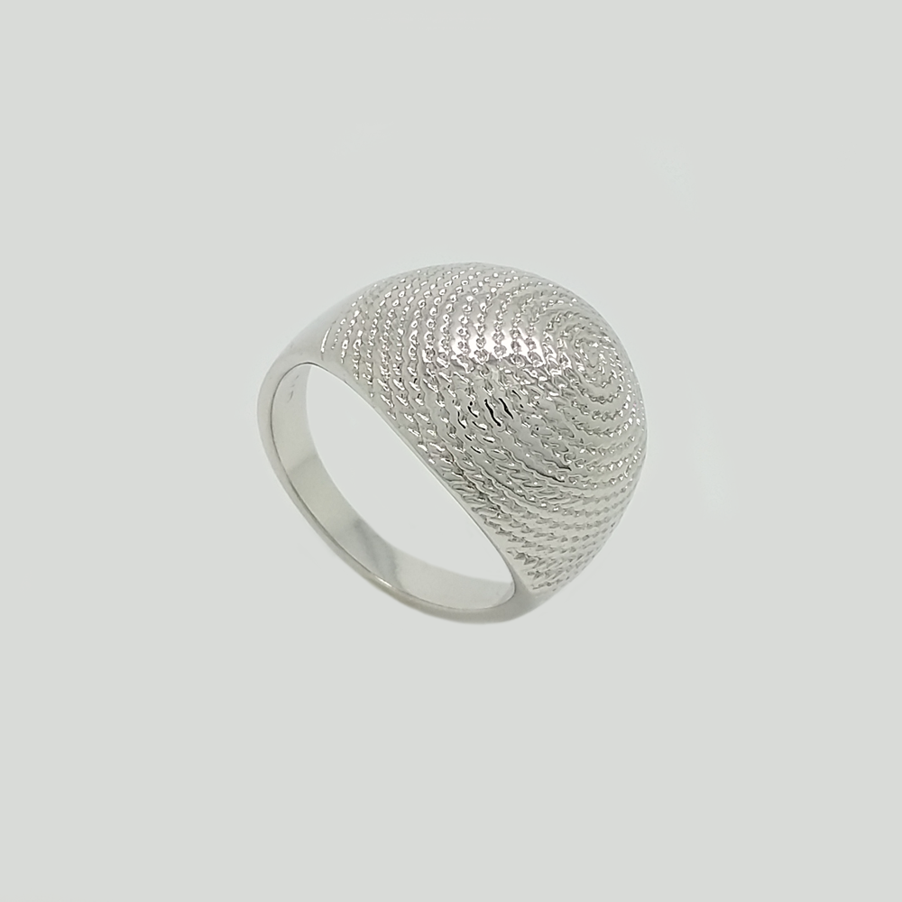 Bombe Ring in White Gold Filled