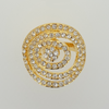 Rose Form Ring in Yellow Gold Filled with Crystals